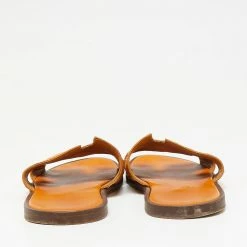 Hermes Light Orange Ostrich Leather Izmir Flat Slides Size 44.5 For Men -Deals Hermes Store luxury men hermes used shoes p642300 007