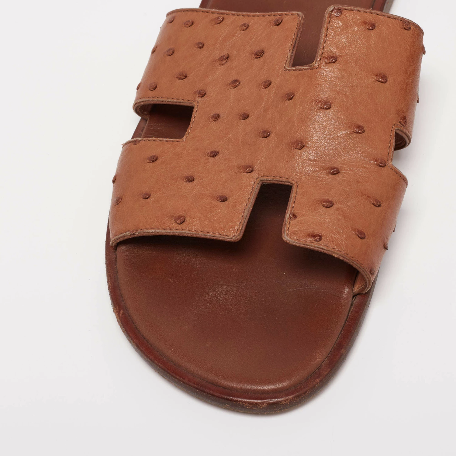 Hermes Brown Ostrich Izmir Sandals Size 42 For Men 9 Hermes Brown Ostrich Izmir Sandals Size 42 For Men - Image 7