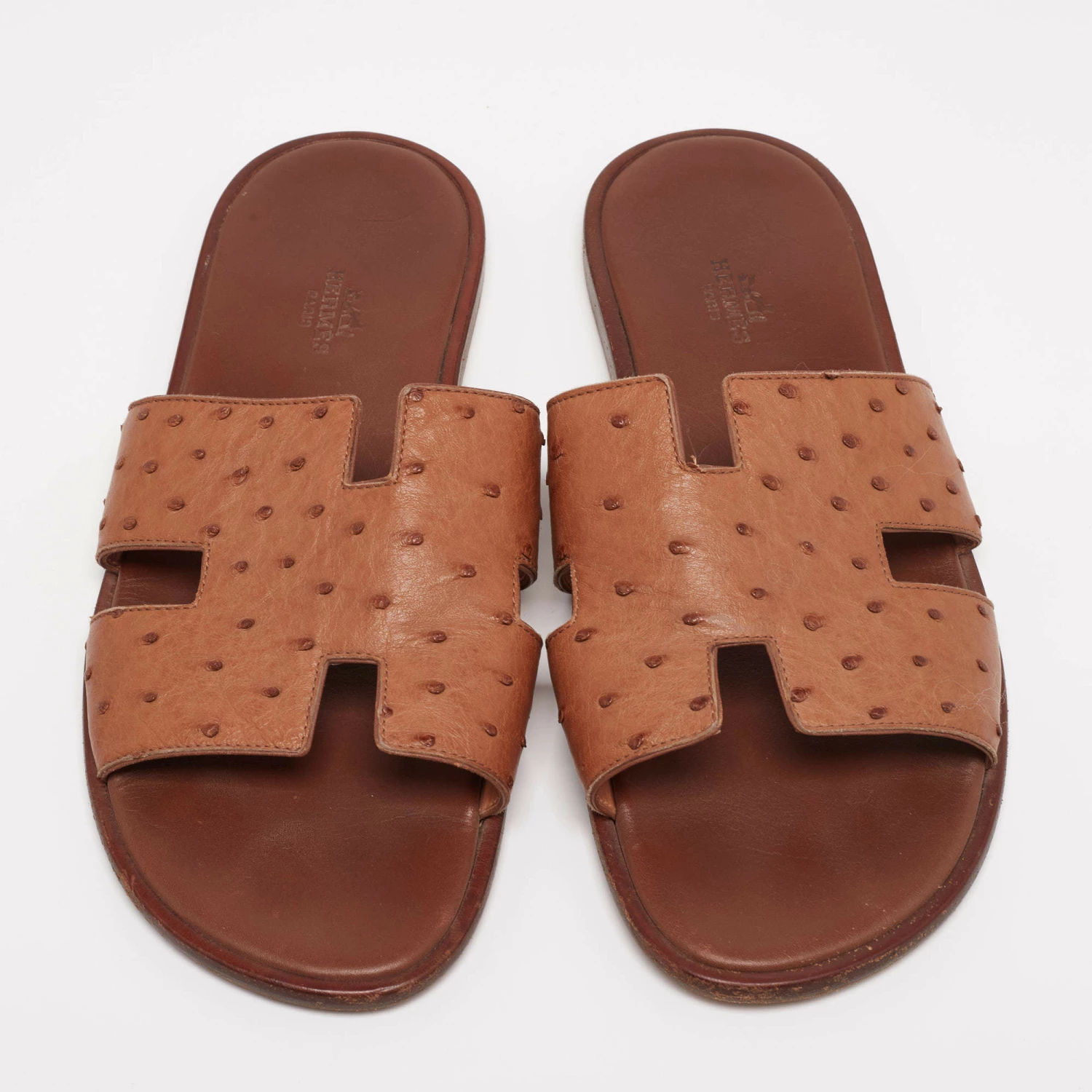 Hermes Brown Ostrich Izmir Sandals Size 42 For Men 5 Hermes Brown Ostrich Izmir Sandals Size 42 For Men - Image 3