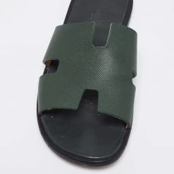 Hermes Green Leather Izmir Flat Sandals Size 43 For Men -Deals Hermes Store luxury men hermes used shoes p646399 001