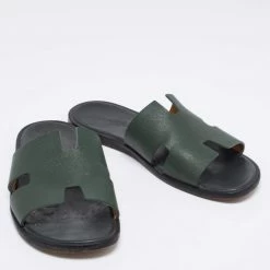 Hermes Green Leather Izmir Flat Sandals Size 43 For Men -Deals Hermes Store luxury men hermes used shoes p646399 006