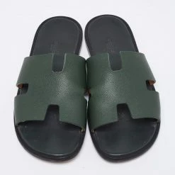 Hermes Green Leather Izmir Flat Sandals Size 43 For Men -Deals Hermes Store luxury men hermes used shoes p646399 007