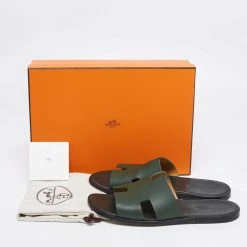 Hermes Green Leather Izmir Flat Sandals Size 43 For Men -Deals Hermes Store luxury men hermes used shoes p646399 009