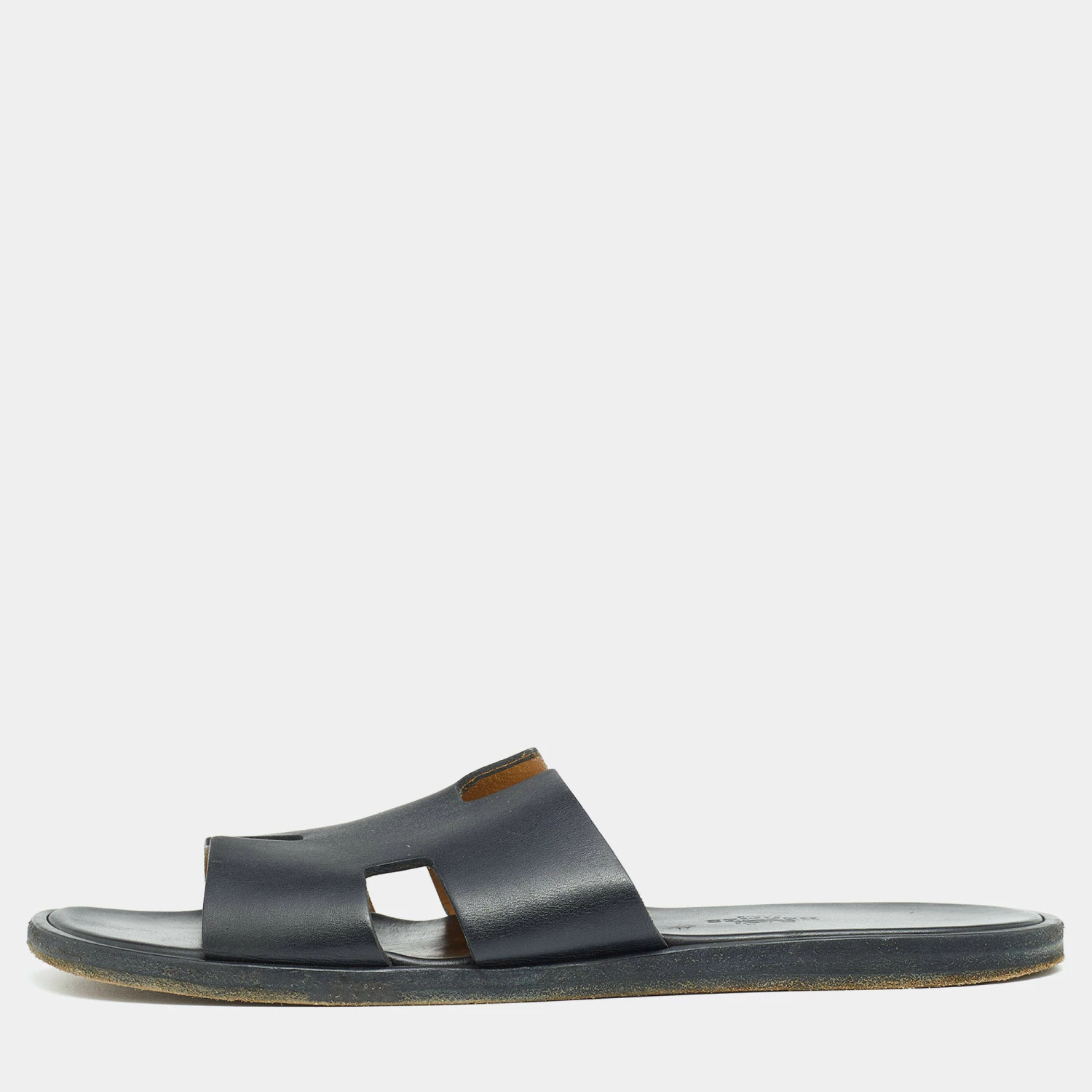 Hermes Black Leather Izmir Slide Sandals Size 43 For Men 3 Hermes Black Leather Izmir Slide Sandals Size 43 For Men