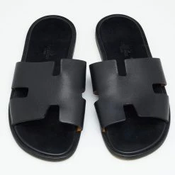 Hermes Black Leather Izmir Slide Sandals Size 43 For Men 12 Hermes Black Leather Izmir Slide Sandals Size 43 For Men -Deals Hermes Store luxury men hermes used shoes p646470 004