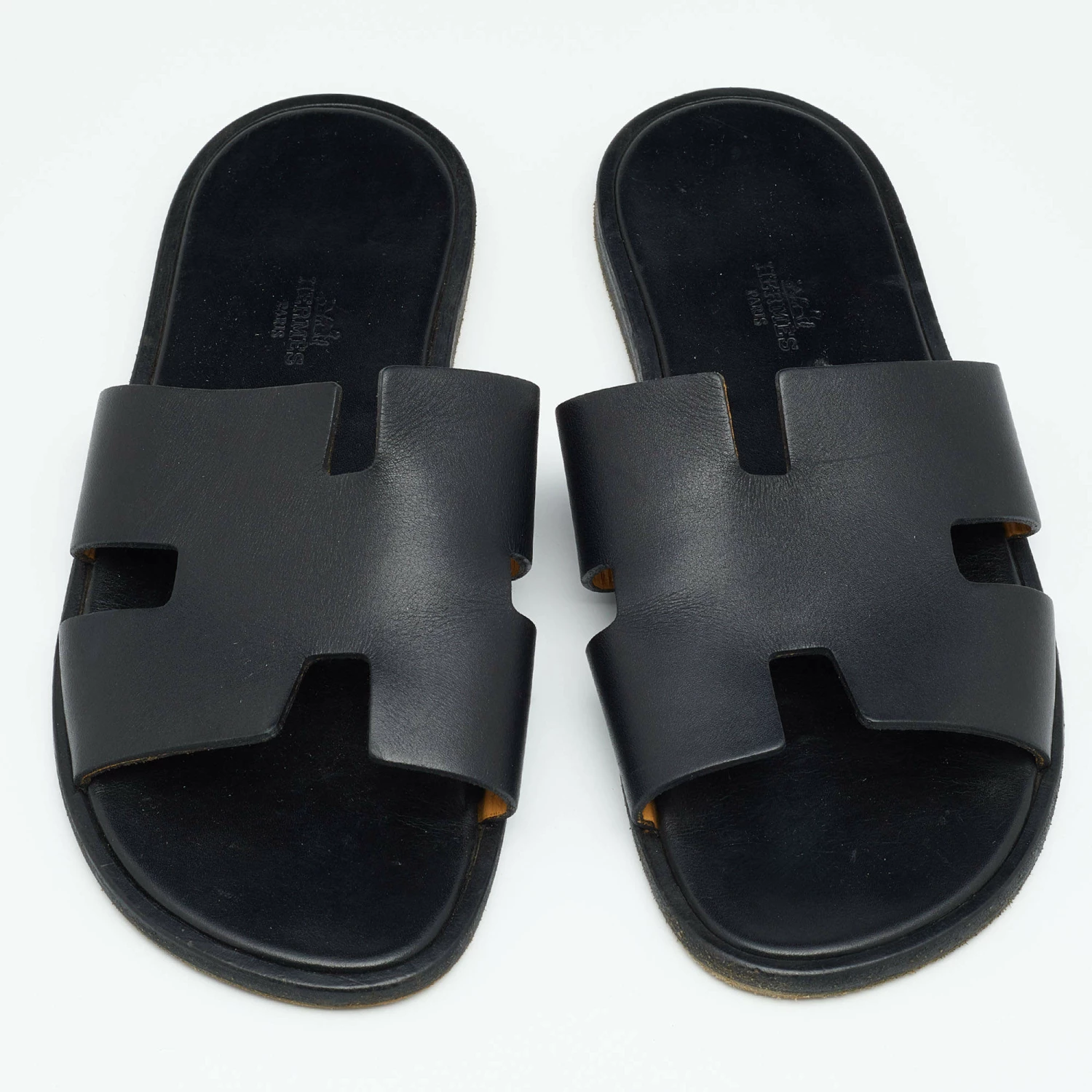 Hermes Black Leather Izmir Slide Sandals Size 43 For Men 5 Hermes Black Leather Izmir Slide Sandals Size 43 For Men - Image 3