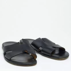 Hermes Black Leather Izmir Slide Sandals Size 43 For Men 13 Hermes Black Leather Izmir Slide Sandals Size 43 For Men -Deals Hermes Store luxury men hermes used shoes p646470 005