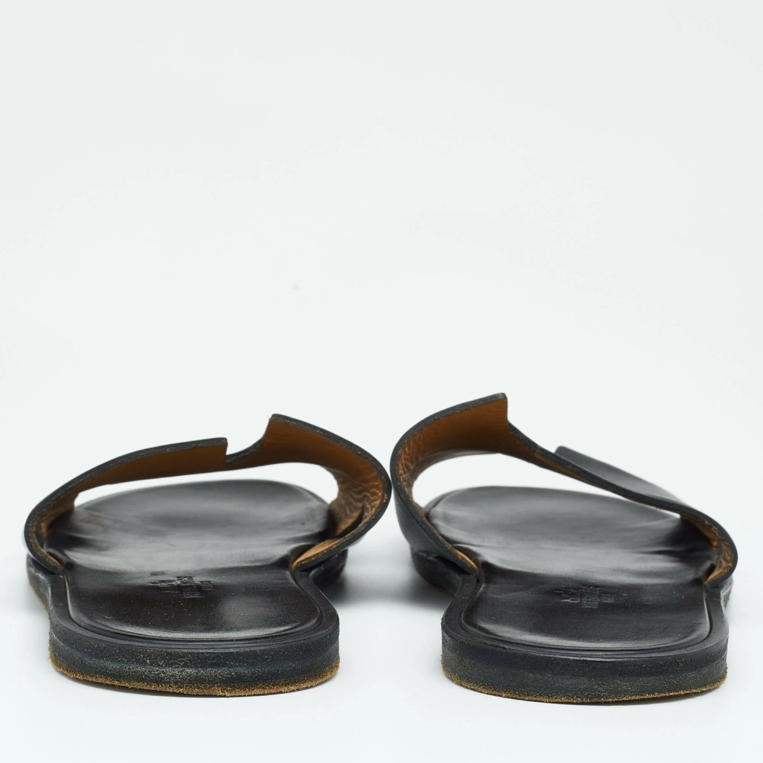 Hermes Black Leather Izmir Slide Sandals Size 43 For Men 7 Hermes Black Leather Izmir Slide Sandals Size 43 For Men - Image 5