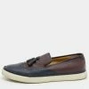 Hermes Blue/Burgundy Brogue Leather Must Tassel Slip On Sneakers Size 44 For Men -Deals Hermes Store luxury men hermes used shoes p651574 007
