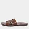 Hermes Dark Brown Leather Izmir Slides Size 43 For Men