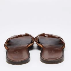 Hermes Dark Brown Leather Izmir Slides Size 43 For Men -Deals Hermes Store luxury men hermes used shoes p653132 008