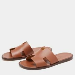 Hermes Brown Leather Izmir Sandals Size 41 For Men -Deals Hermes Store luxury men hermes used shoes p659637 002