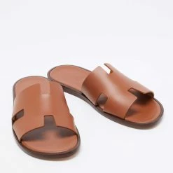Hermes Brown Leather Izmir Sandals Size 41 For Men -Deals Hermes Store luxury men hermes used shoes p659637 006