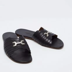 Hermes Black Leather Slide Sandals Size 41 For Men -Deals Hermes Store luxury men hermes used shoes p664082 001