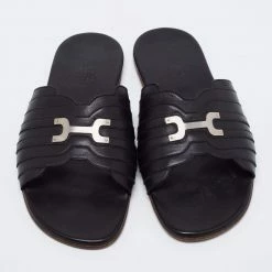 Hermes Black Leather Slide Sandals Size 41 For Men -Deals Hermes Store luxury men hermes used shoes p664082 002