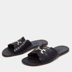 Hermes Black Leather Slide Sandals Size 41 For Men -Deals Hermes Store luxury men hermes used shoes p664082 003