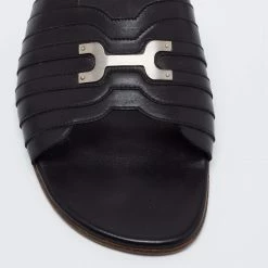Hermes Black Leather Slide Sandals Size 41 For Men -Deals Hermes Store luxury men hermes used shoes p664082 007