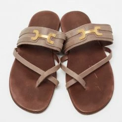 Hermes Brown Suede Ring Toe Flat Sandals Size 41 For Men -Deals Hermes Store luxury men hermes used shoes p664096 005