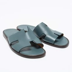 Hermes Grey Leather Izmir Flat Sandals Size 42 For Men -Deals Hermes Store luxury men hermes used shoes p667147 005