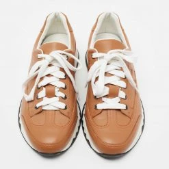 Hermes Tan Leather H Logo Low-Top Sneakers Size 42 For Men -Deals Hermes Store luxury men hermes used shoes p671704 005