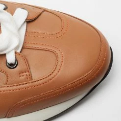 Hermes Tan Leather H Logo Low-Top Sneakers Size 42 For Men -Deals Hermes Store luxury men hermes used shoes p671704 008