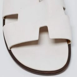 Hermes White Leather Izmir Slide Sandals Size 45 For Men 17 Hermes White Leather Izmir Slide Sandals Size 45 For Men -Deals Hermes Store luxury men hermes used shoes p672918 004