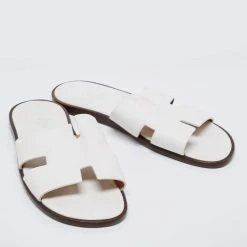 Hermes White Leather Izmir Slide Sandals Size 45 For Men 14 Hermes White Leather Izmir Slide Sandals Size 45 For Men -Deals Hermes Store luxury men hermes used shoes p672918 005