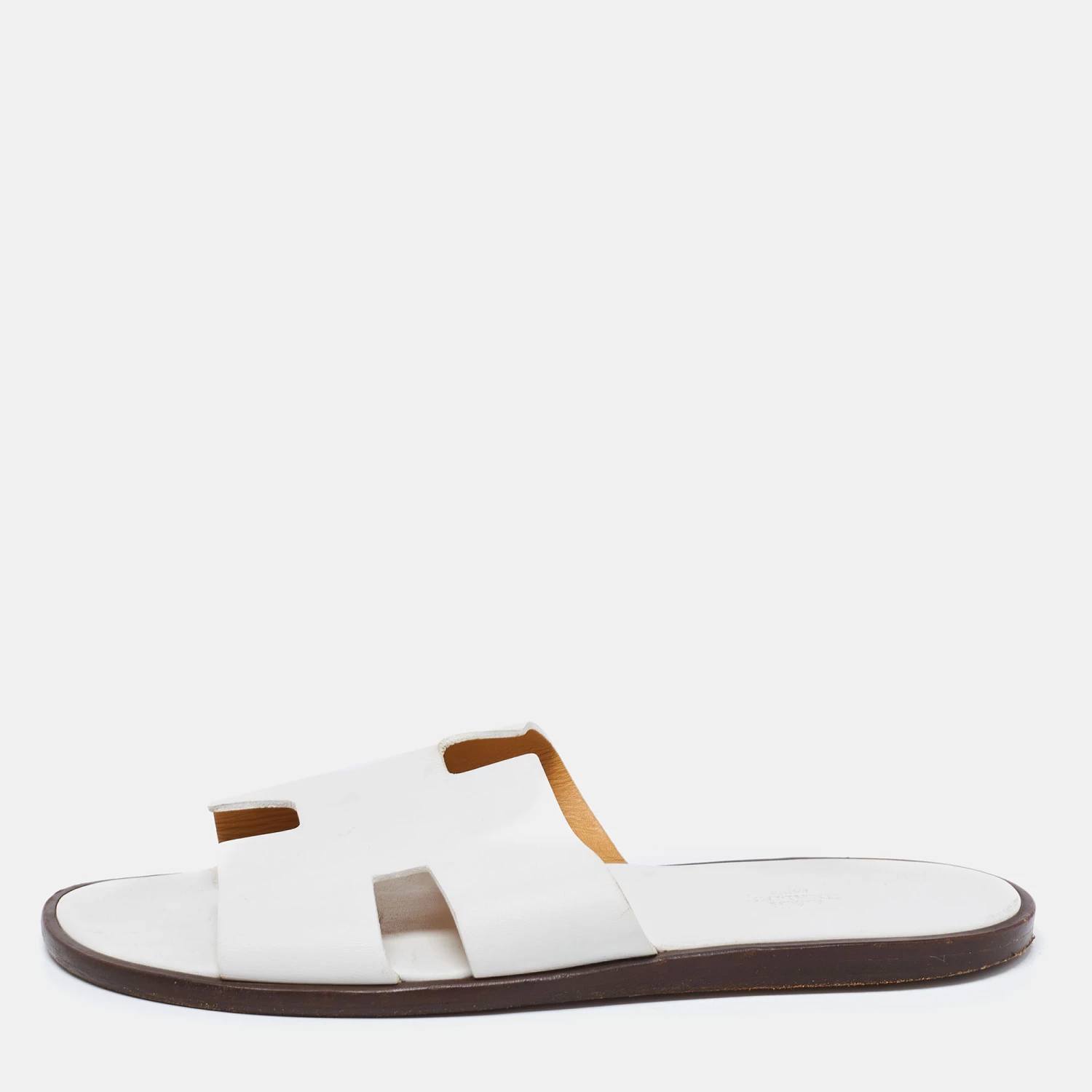 Hermes White Leather Izmir Slide Sandals Size 45 For Men 3 Hermes White Leather Izmir Slide Sandals Size 45 For Men