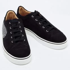 Hermes Black Suede Wing Embroidered Low Top Sneakers Size 41 For Men -Deals Hermes Store luxury men hermes used shoes p673999 005