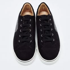 Hermes Black Suede Wing Embroidered Low Top Sneakers Size 41 For Men -Deals Hermes Store luxury men hermes used shoes p673999 006