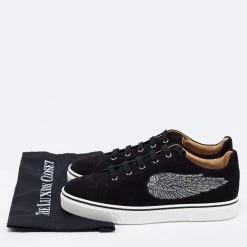 Hermes Black Suede Wing Embroidered Low Top Sneakers Size 41 For Men -Deals Hermes Store luxury men hermes used shoes p673999 008