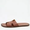 Hermes Brown Leather Izmir Flat Slides Size 47 For Men -Deals Hermes Store luxury men hermes used shoes p679087 003