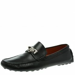 Hermes Black Leather Irving Moccasins Size 43.5 For Men