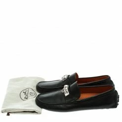 Hermes Black Leather Irving Moccasins Size 43.5 For Men -Deals Hermes Store luxury men hermes used shoes p92783 008