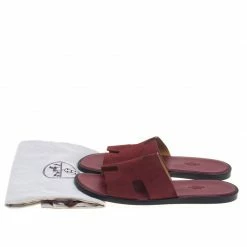 Hermes Maroon Suede Izmir Sandals Size 43.5 For Men -Deals Hermes Store luxury men hermes used shoes p93014 008