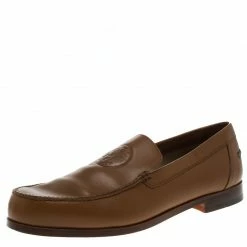 Hermes Brown Leather Lucky Moccasins Size 43 For Men