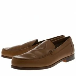 Hermes Brown Leather Lucky Moccasins Size 43 For Men -Deals Hermes Store luxury men hermes used shoes p93015 0004