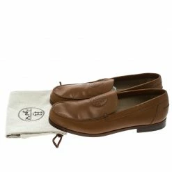 Hermes Brown Leather Lucky Moccasins Size 43 For Men -Deals Hermes Store luxury men hermes used shoes p93015 0008