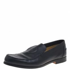 Hermes Black Leather Lucky Moccasins Size 43.5 For Men