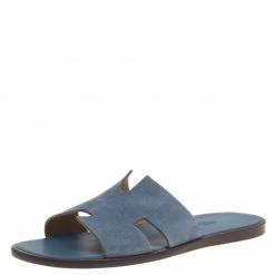 Hermes Sky Blue Suede Izmir Sandals Size 43.5 For Men