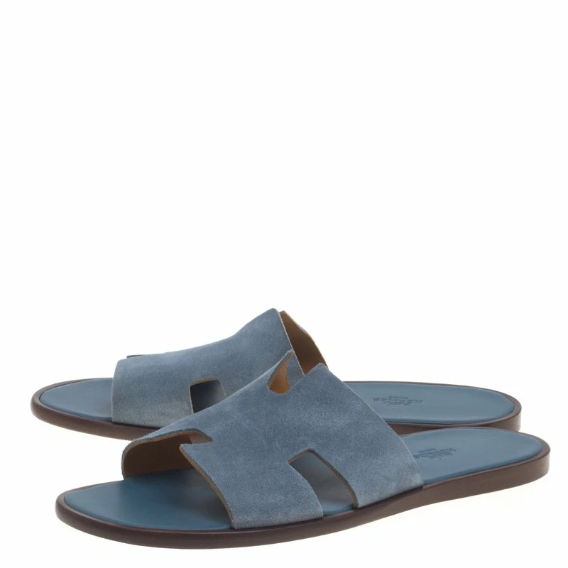 Hermes Sky Blue Suede Izmir Sandals Size 43.5 For Men 6 Hermes Sky Blue Suede Izmir Sandals Size 43.5 For Men - Image 4