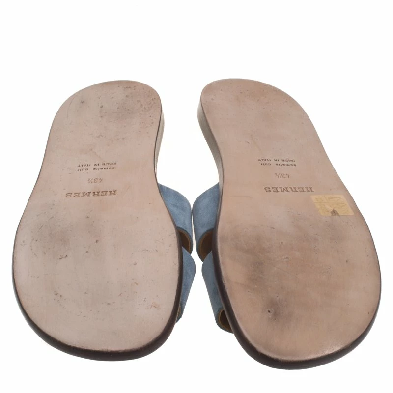 Hermes Sky Blue Suede Izmir Sandals Size 43.5 For Men 8 Hermes Sky Blue Suede Izmir Sandals Size 43.5 For Men - Image 6