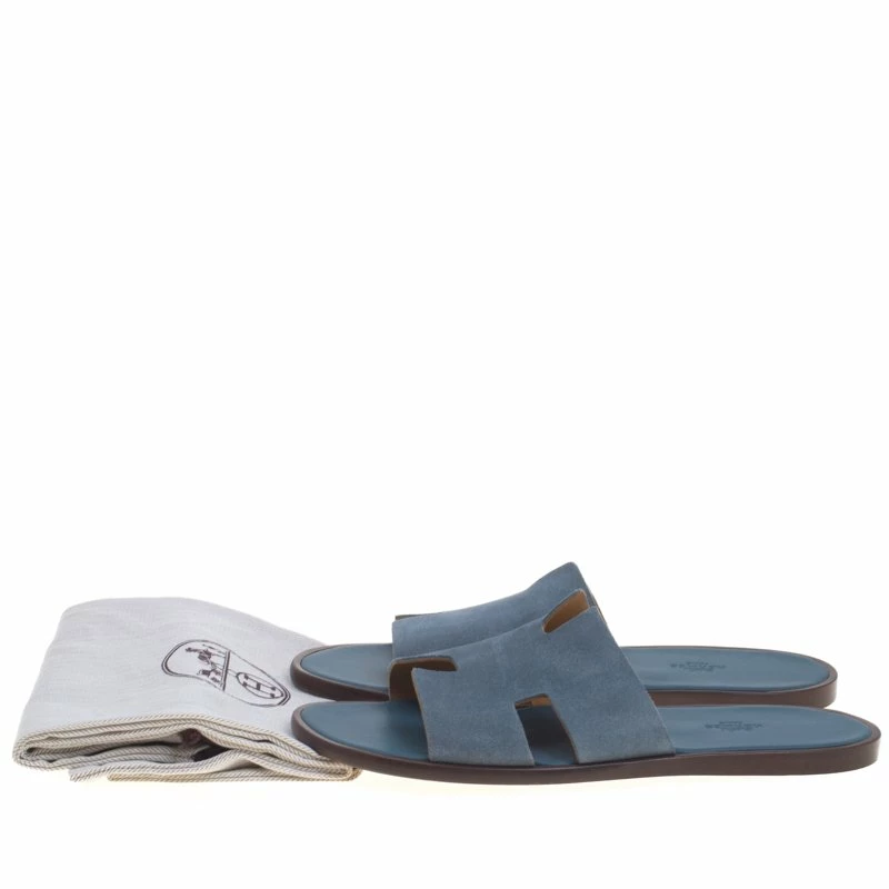 Hermes Sky Blue Suede Izmir Sandals Size 43.5 For Men 10 Hermes Sky Blue Suede Izmir Sandals Size 43.5 For Men - Image 8