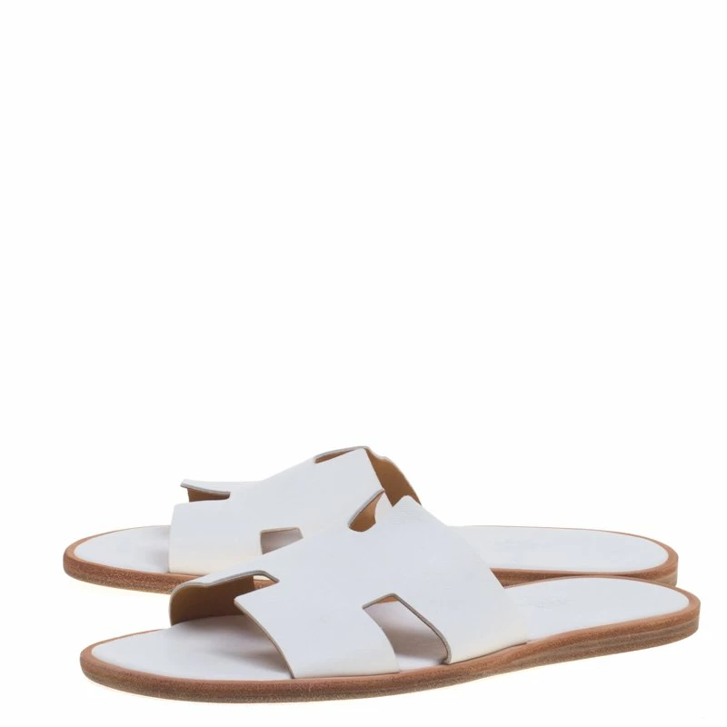 Hermes White Leather Izmir Sandals Size 43 For Men 6 Hermes White Leather Izmir Sandals Size 43 For Men - Image 4