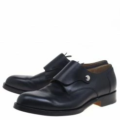 Hermes Black Leather Flap Detail Derby Size 44 For Men -Deals Hermes Store luxury men hermes used shoes p93061 004