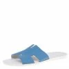 Hermes Blue Leather Izmir Sandals Size 43.5 For Men