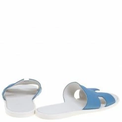 Hermes Blue Leather Izmir Sandals Size 43.5 For Men -Deals Hermes Store luxury men hermes used shoes p93064 005