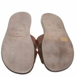 Hermes Brown Leather Izmir Sandals Size 43.5 For Men -Deals Hermes Store luxury men hermes used shoes p93072 006