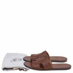Hermes Brown Leather Izmir Sandals Size 43.5 For Men -Deals Hermes Store luxury men hermes used shoes p93072 008