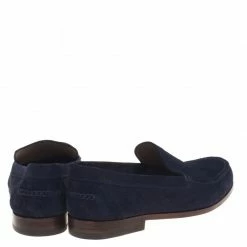 Hermes Navy Blue Suede Lucky Moccasins Size 43 For Men -Deals Hermes Store luxury men hermes used shoes p93124 005